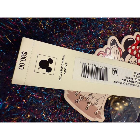 Disney For Macy's Women's Fuzzy Minnie Majorette Cardigan Multicolor Medium NWT - Picture 6 of 8